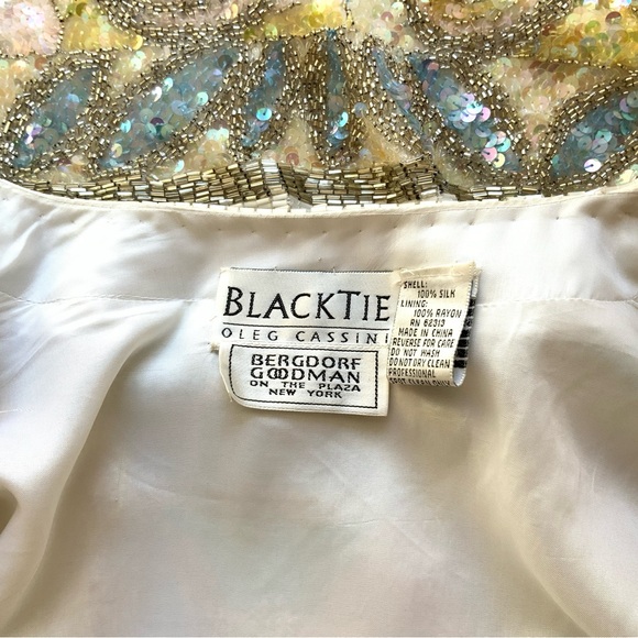 Oleg Cassini Black Tie for Bergdorf Goodman Stunning Beaded Sequin Jacket - Picture 4 of 14